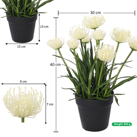 Artificial Faux Pincushion Flower Plant