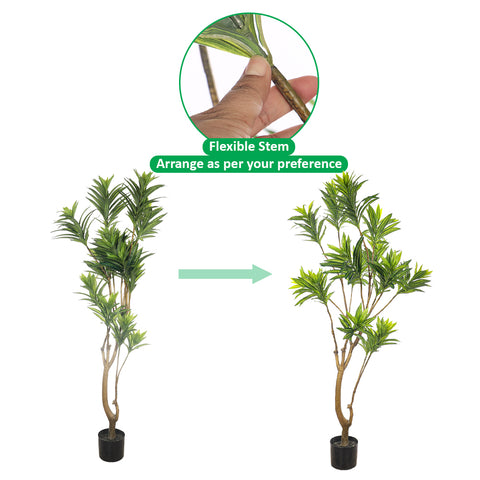 Artificial Potted Dracaena Reflexa(with black nursery pot)
