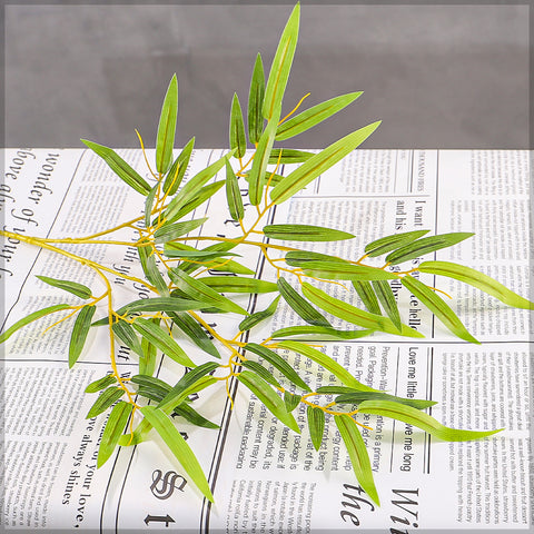 Green bamboo artificial leaves