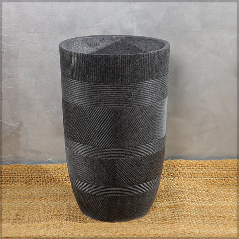 Black Line Design Tall Concrete Vase