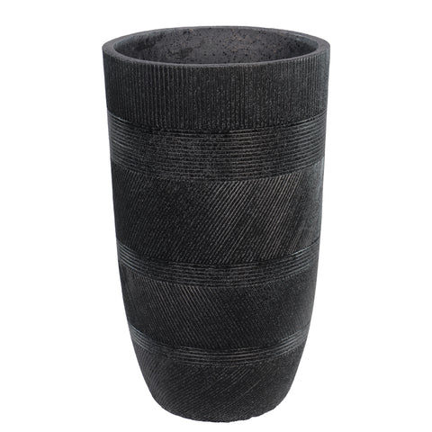 Black Line Design Tall Concrete Vase