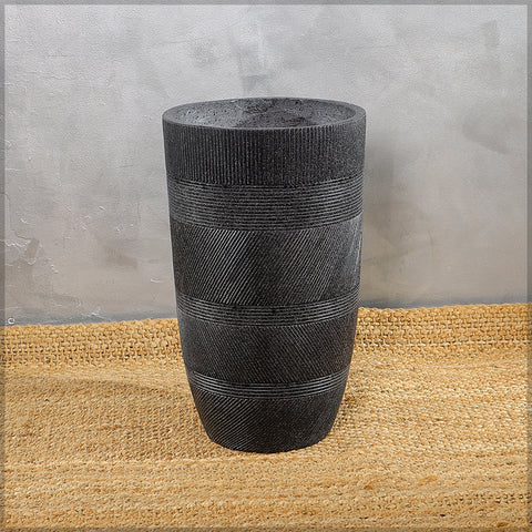Concrete Vase with Black Lines