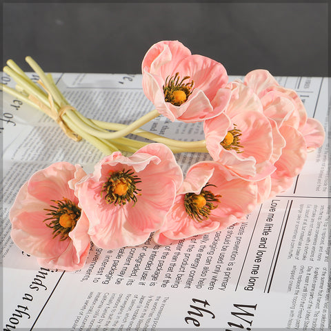 Single Bunch Fake Poppy Flowers(without vase)