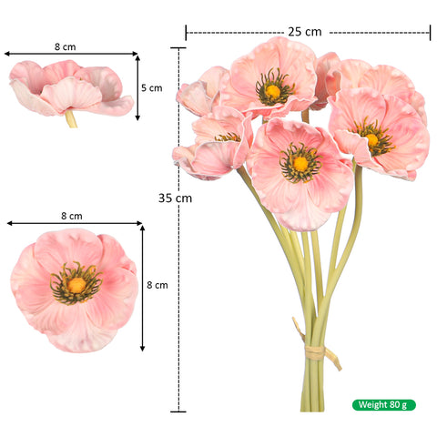 Single Bunch Fake Poppy Flowers(without vase)