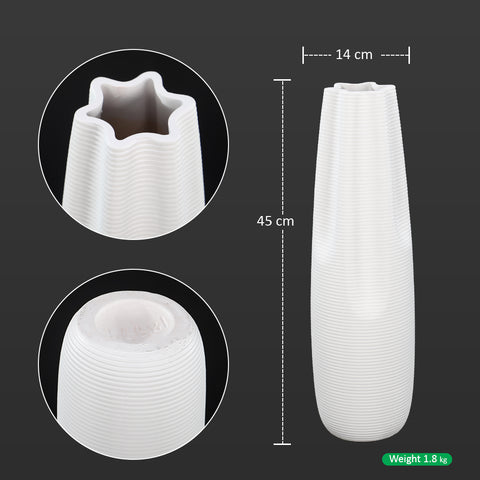Striped ceramic floor vase