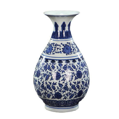 Blue and White Floral Vase