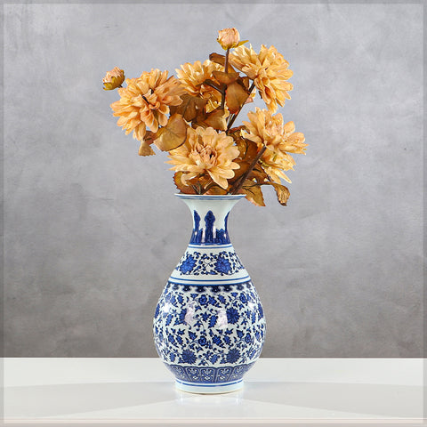 Blue and White Floral Vase