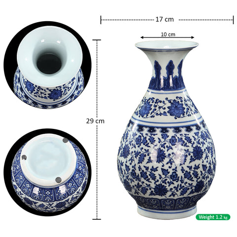 Blue and White Floral Vase