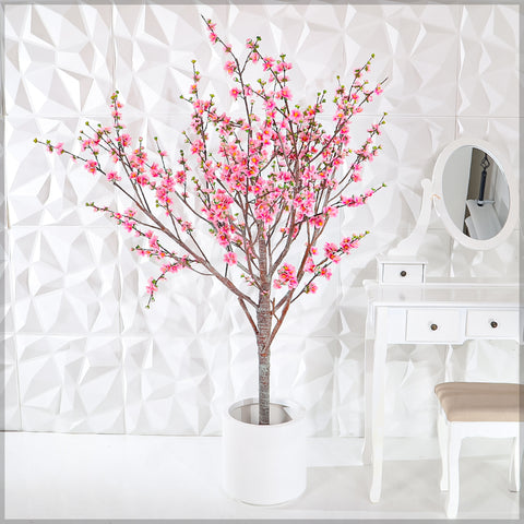 Pink Decorative Artificial Cherry Blossom Plant(with black nursery pot)