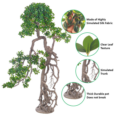 Decorative Faux Bonsai Plant(with black nursery pot)