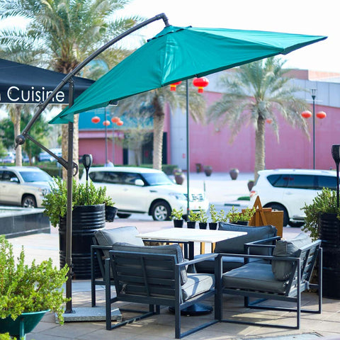 outdoor green cantilever umbrella