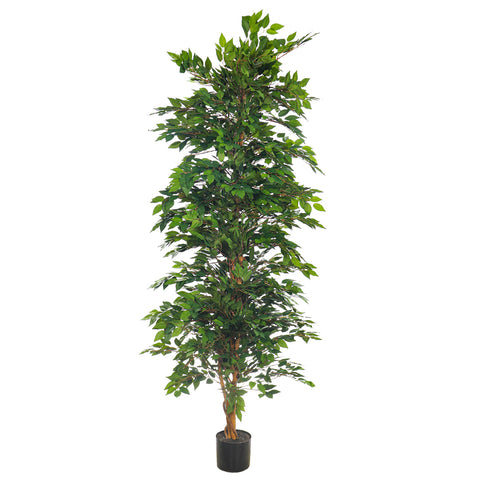 Faux Green Ficus Plant(with black nursery pot)