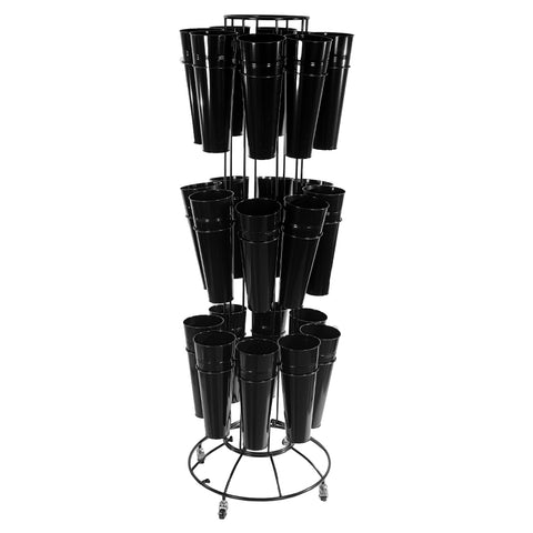 Flower stand with metal buckets