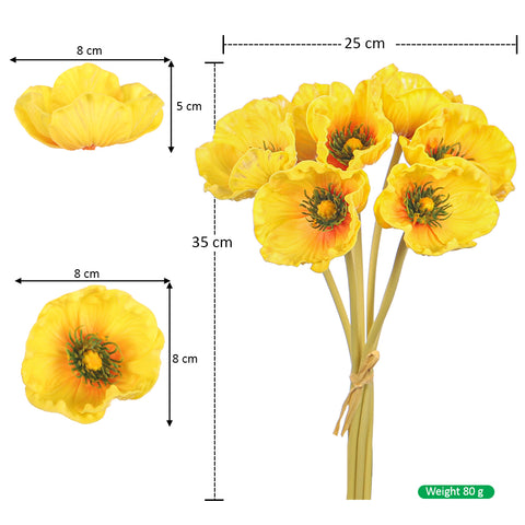 Single Bunch Fake Poppy Flowers(without vase)