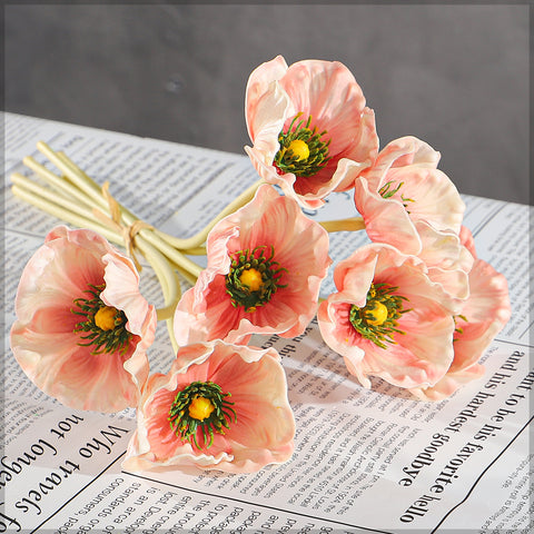 Single Bunch Fake Poppy Flowers(without vase)