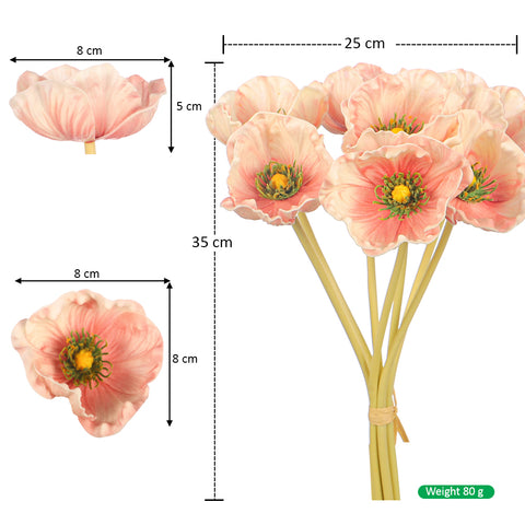 Single Bunch Fake Poppy Flowers(without vase)