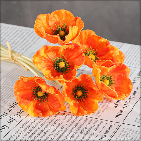 Single Bunch Fake Poppy Flowers(without vase)