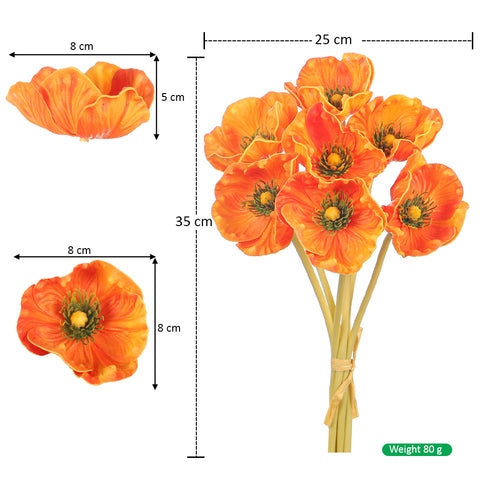 Single Bunch Fake Poppy Flowers(without vase)
