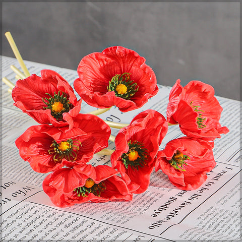 Single Bunch Fake Poppy Flowers(without vase)
