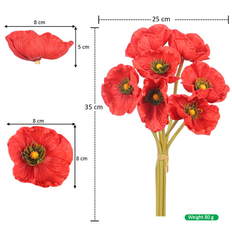 Single Bunch Fake Poppy Flowers(without vase)