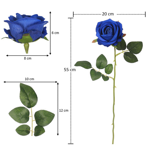 Realistic Faux Single Rose Stem Flower