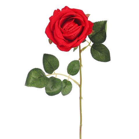 Realistic Faux Single Rose Stem Flower