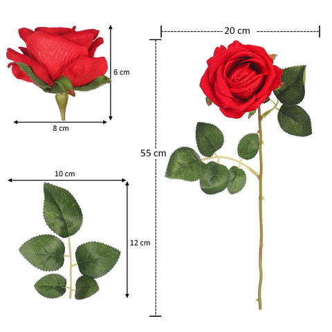 Realistic Faux Single Rose Stem Flower