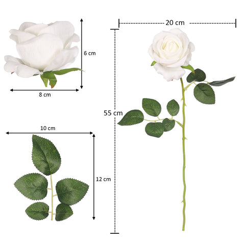 Realistic Faux Single Rose Stem Flower