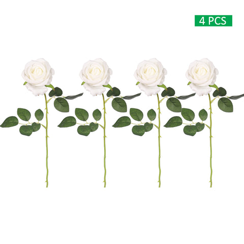Realistic Faux Single Rose Stem Flower