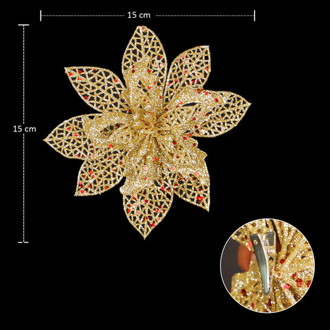 Holiday artificial poinsettia with glitter