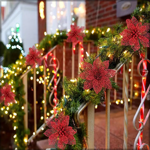 Red glitter poinsettia for Christmas
