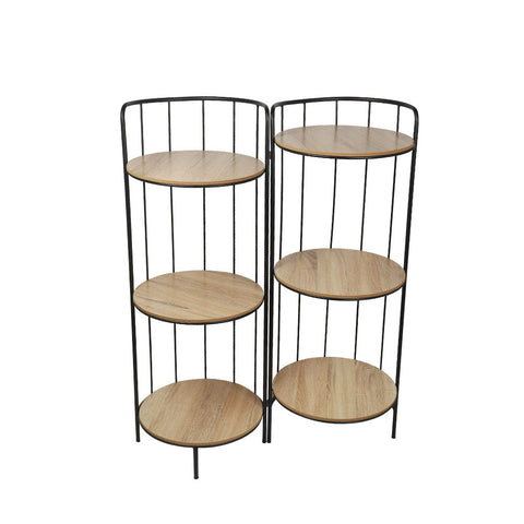 Round Metal foldable Wood Table
