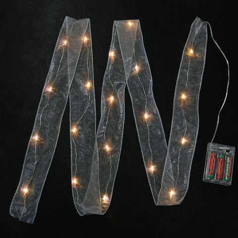 Christmas LED lights string with ribbon