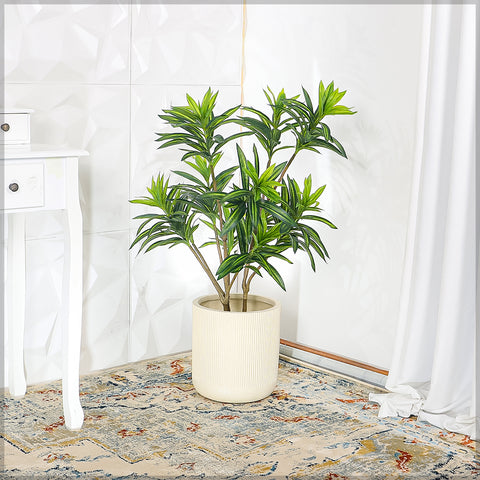 round ribbed magnesium oxide planter