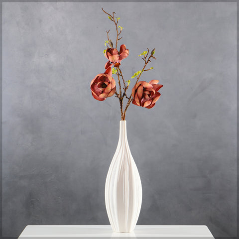 Artificial 3 Heads Magnolia Flower Single Stem(without vase)
