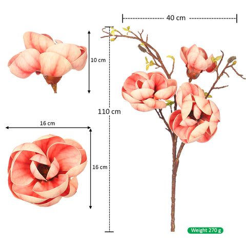 Artificial 3 Heads Magnolia Flower Single Stem(without vase)