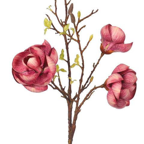 Artificial 3 Heads Magnolia Flower Single Stem(without vase)