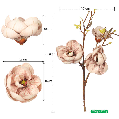 Artificial 3 Heads Magnolia Flower Single Stem(without vase)