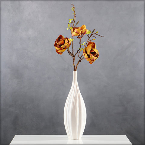 Artificial 3 Heads Magnolia Flower Single Stem(without vase)