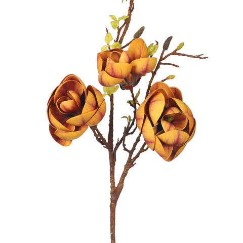 Artificial 3 Heads Magnolia Flower Single Stem(without vase)