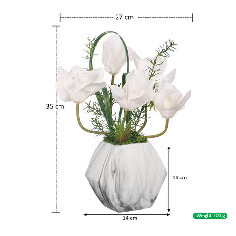 modern white flower display