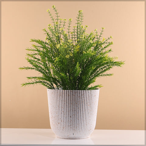 New White Modern Rib Design Plastic Pot