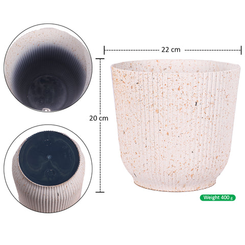 New White Modern Rib Design Plastic Pot