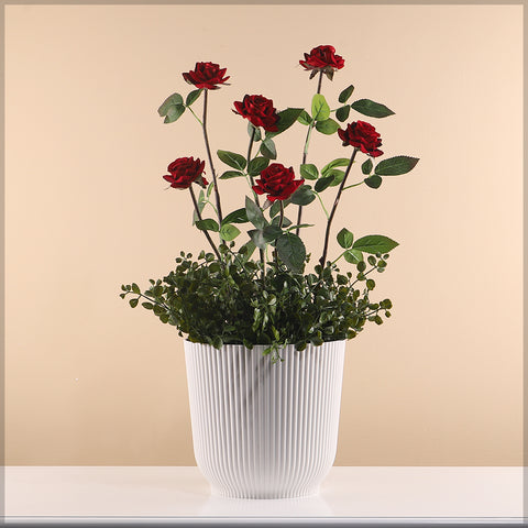 Modern Rib Design Plastic Pot