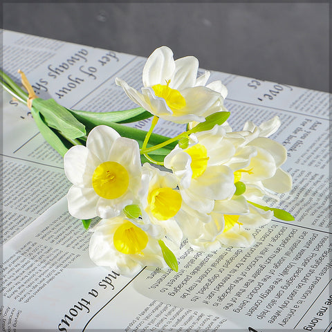 Artificial Narcissus Daffodil Fake Flower Bunch (without vase)