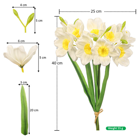 Artificial Narcissus Daffodil Fake Flower Bunch (without vase)