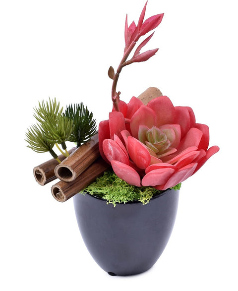 Artificial Potted Red Succulent Plant