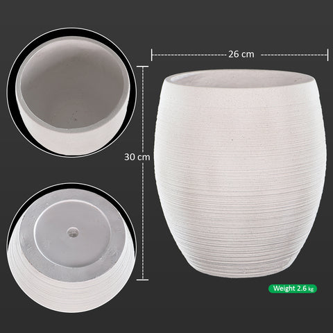 white concrete egg shaped planter