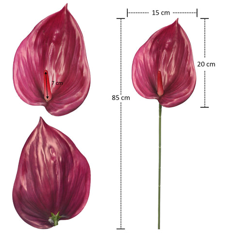 Real Touch Single Stem Artificial Anthurium Flower(without vase)