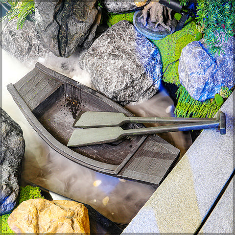 Resin Decorative Boat with Paddle for Landscaping